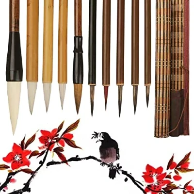 Afbeelding van XCSJ kalligrafiekwast, Chinese kwastenset, een set met 10 penselen, professionele kalligrafie, kunstschilderen, levert sumi tekenpenseel voor beginners, studenten, kunstenaars