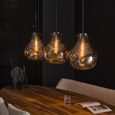 Afbeelding van Fraaai Lydia hanglamp 3L artic zwart Glas