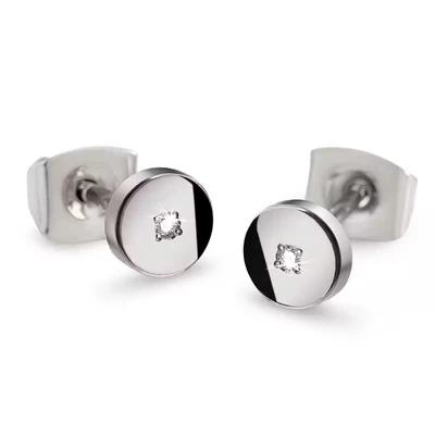 Afbeelding van Boccia 05064 03 Oorknoppen titanium diamant 0.02 ct wit