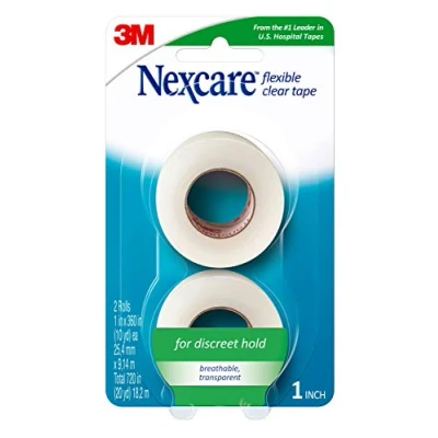 Afbeelding van Nexcare Flexibele duidelijke EHBO tape, van de #1 leider in Amerikaanse ziekenhuisbanden, 1 Inch x 10 Yard Roll, 2 tellen