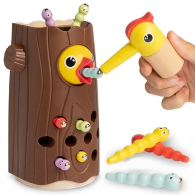 Afbeelding van Nene Toys Kleine Specht Magnetisch Educatief Speelgoed voor Kinderen vanaf 2 Jaar Bevordert Fijne Motoriek en Kleurherkenning bij van 2, 3 Spel Jongens Meisjes