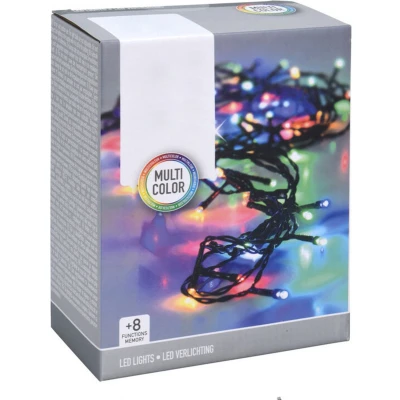 Afbeelding van Kerstverlichting lichtsnoer gekleurd licht 3 m zwart snoer LED