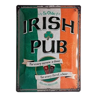 Afbeelding van Nostalgic Art Retro Tin Sign Open Bar Irish Pub Gift idea for decoration, Metal Plaque, 30 x 40 cm