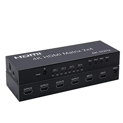 Afbeelding van Fashion Swallows 4K HDMI Matrix 2X4 Splitter 60Hz 2 in 4 Out Switcher Audio Extractor AUX SPDIF Verminderen voor PS3/4 TV DVD