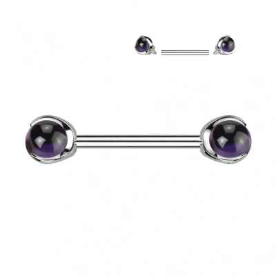 Afbeelding van piercing natuursteen met claw Amethyst 1.6x14