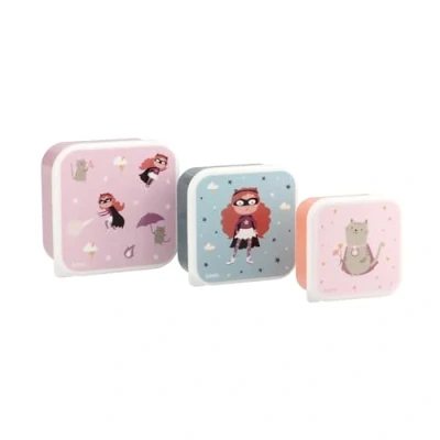Afbeelding van Tutete Set van 3 lunchboxen voor kinderen, 500 ml, 350 300 magnetron en vaatwasmachinebestendig, BPA vrij, ideaal kleuterschool school, fantastisch meisje