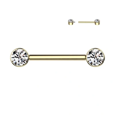 Afbeelding van Piercing titanium steen wit 16mm gold plated