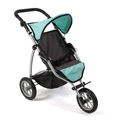 Afbeelding van Bayer Chic 2000 Poppenwagen Leon, jogging buggy, poppenjogger voor kinderen van 4 tot 8 jaar, gemêleerd donkergrijs, mint, 75 x 40 73,5 cm