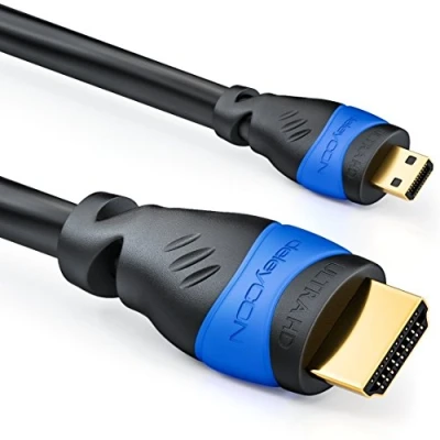 Afbeelding van deleyCON 5m Micro HDMI Kabel 2.0/1.4a Compatibel High Speed met Ethernet (Nieuwste Standaard) ARC 3D 4K Ultra HD 1080p 2160p Zwart