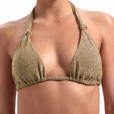 Afbeelding van Beachlife voorgevormde triangel bikinitop met lurex goud