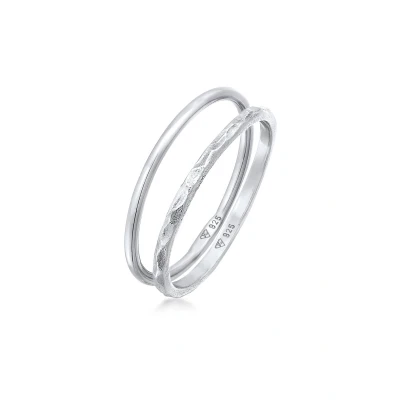 Afbeelding van Elli 2 PACK Stacking Ring, Dames, Maat: 54, Silber