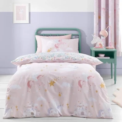 Afbeelding van Catherine Lansfield Fairytale Unicorn Tweepersoons Dekbedovertrek Roze