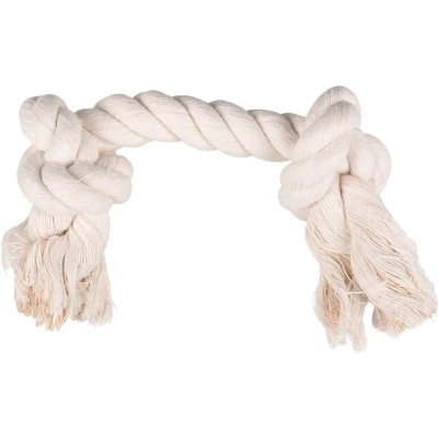 Afbeelding van Flamingo Hondenspeelgoed Cotton Flos Jack met 2 Knopen Wit S 5 x 22 cm