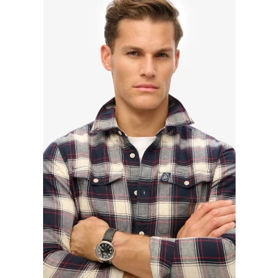 Afbeelding van Superdry Merchant Linen Check Overhemd Met Lange Mouwen Blauw,Grijs 3XL Man