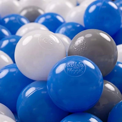 Afbeelding van KiddyMoon 700 ∅ 7cm kinderballen speelballen voor ballenbad baby plastic ballen made in eu, grijs/wit/blauw
