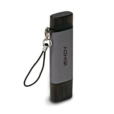 Afbeelding van Lindy 43335 geheugenkaartlezer USB 3.2 Gen 1 (3.1 1) Type A/Type C Zwart, Grijs