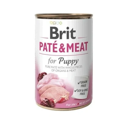 Afbeelding van Brit Blik Paté &amp; Meat Puppy Hondenvoer Kip Kalkoen 400 g
