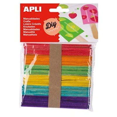 Afbeelding van Apli gekleurde houten sticks, blister met 50 stuks knutselmateriaal
