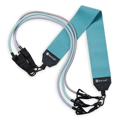 Afbeelding van Gaiam Squat Band &amp; Hip Trainer Set Stoffen Weerstandsband met 3 verstelbare weerstandsbuizen, Home Gym Apparatuur voor het trainen van dijen, benen, heupen, bilspieren, billen en core
