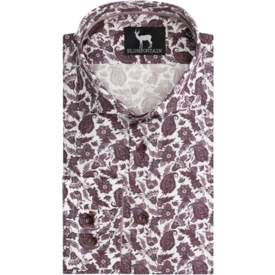 Afbeelding van Gents Blumfontain bloemprint rood Maat M