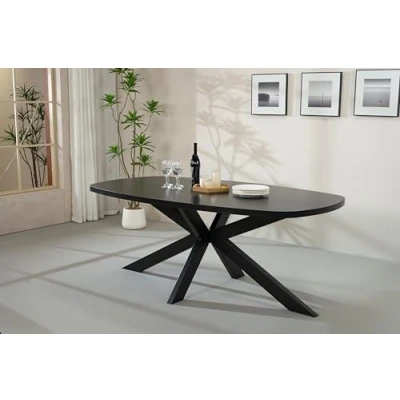 Afbeelding van Eettafel Leco deens ovaal 200cm zwart melamine