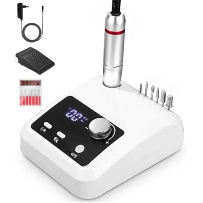 Afbeelding van nagelfrees, 6 in 1 professionele 45.000 omw/min, met voetpedaal, omwentelingen (wit)