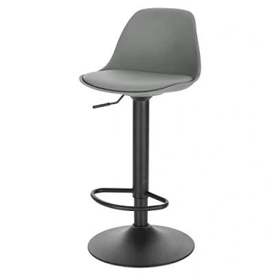 Afbeelding van EUGAD barkruk 1 x met rugleuning, barstoelen in hoogte verstelbaar en 360 draaibaar, modern voor eetkamer, bar grijs, 0650BY