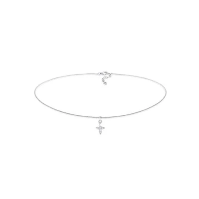 Afbeelding van Elli Choker Cross Ketting silvercoloured, Dames, Maat: 36, Silver coloured
