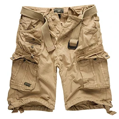 Afbeelding van Geographical Norway Cargo Shorts Korte broek Bermuda met riem Short Hunter in bundel UD Bandana, beige 4, M