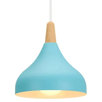 Afbeelding van iDEGU Kroonluchter hanglamp retro moderne druppelstijl hoed plafondlamp E27 metaal voor slaapkamer eetkamer keuken Ø 20 cm (blauw 1 stuk)