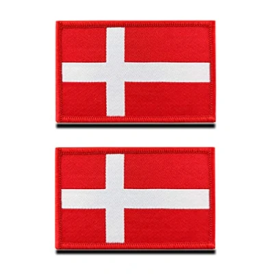 Afbeelding van 2 stuks Denemarken vlag patch Tactisch Deens nationaal embleem, geborduurde met sluiting, militaire banden voor rugzakken, kleding, tassen, uniform, vest, jersey, reizen