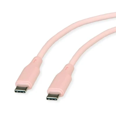 Afbeelding van ROLINE USB 2.0 kabel, type C C, M/M , Silicone, 60W, pink, 1 m