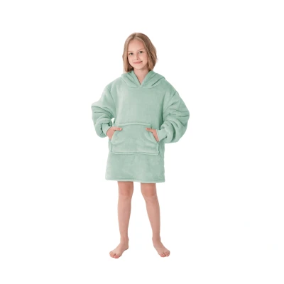 Afbeelding van JUNIOR Oversized Hoodie voor kinderen 50x70 cm &amp; deken in één met capuchon Jadeite groen