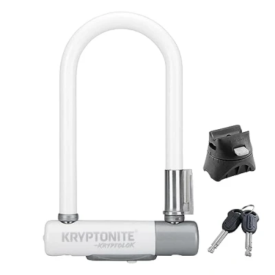 Afbeelding van Kryptonite KryptoLok Mini 7 Beugelslot Fiets ART 2 Slot Elektrische 17,8 x 8,2 CM Staal Parelwit