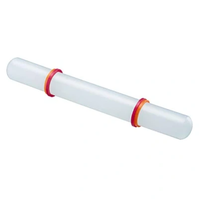Afbeelding van Westmark Fondant /marsepeinroller, met ring voor het bepalen van de deegdikte, lengte: 22,2 cm, kunststof/siliconen, wit/rood/oranje, 30462280