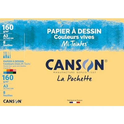 Afbeelding van Canson Mi Teintes tekenpapier A3, 29,7 x 42 cm, 8 vellen A3 cm Vives