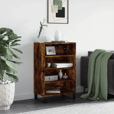 Afbeelding van Hoge kast 57x35x90 cm bewerkt hout gerookt eikenkleurig