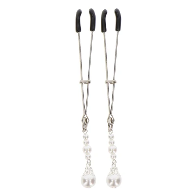 Afbeelding van Taboom Tweezers With Pearls Bondage / SM Nipple clamps Zilver