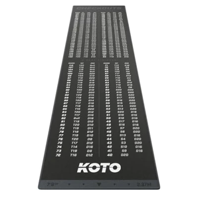 Afbeelding van KOTO Carpet Checkout Grijs, 237x60 cm Dartmat, Incl. Score indicatie en Oche, Professionele Dart mat, Bescherming Vloer &amp; Dartbord