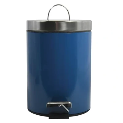 Afbeelding van MSV Prullenbak/pedaalemmer metaal marine blauw 3 liter 17 x 25 cm Badkamer/toilet Pedaalemmers