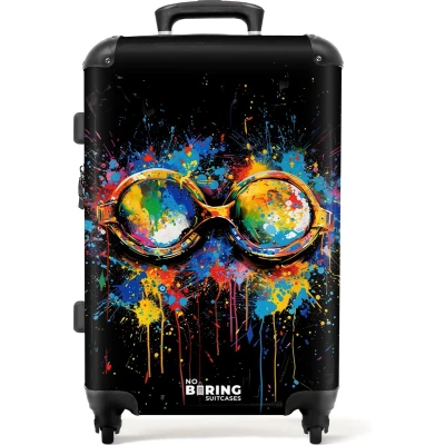 Afbeelding van NoBoringSuitcases.com® Koffer groot Rolkoffer lichtgewicht Zwembril met graffiti Reiskoffer 4 wielen Grote trolley XL 20 kg bagage