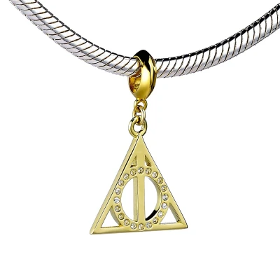 Afbeelding van Harry Potter Sterling Silver Gold Plated Deathly Hallows slider charm with Crystal Elements