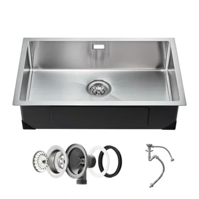 Afbeelding van VEVOR keukenspoelbak enkele bak inbouwspoelbak RVS 76x43x19cm onderstel