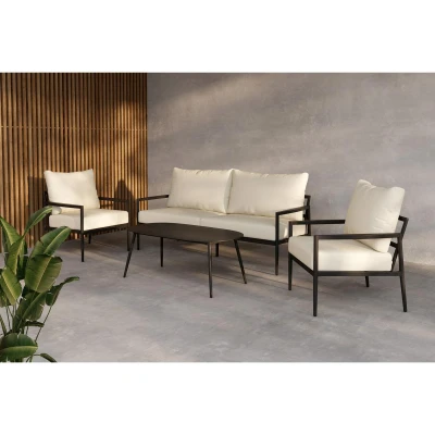 Afbeelding van Svea Kiara loungeset zwart/beige Stof