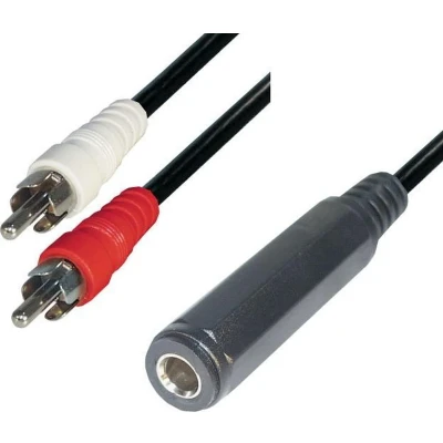 Afbeelding van Tulp stereo (m) 6,35mm Jack (v) audio adapter kabel 0,20 meter