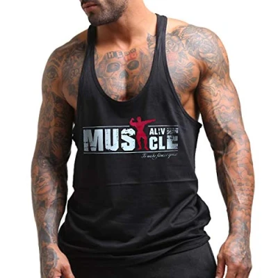 Afbeelding van Heren Gym Bodybuilding Tank Top Stringer Vest Fitness Workout Sportkleding Katoen