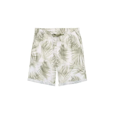 Afbeelding van TOM Tailor Denim Shorts, Heren, Maat: Small, White green watery palm print