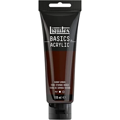 Afbeelding van Liquitex Basics 8870014 Monopigmenteerde acrylverf, kunstenaarspigmenten, lichtecht, gemiddelde viscositeit, achivkwaliteit, zijdeglanzende afwerking, 118ml Burnt Umber