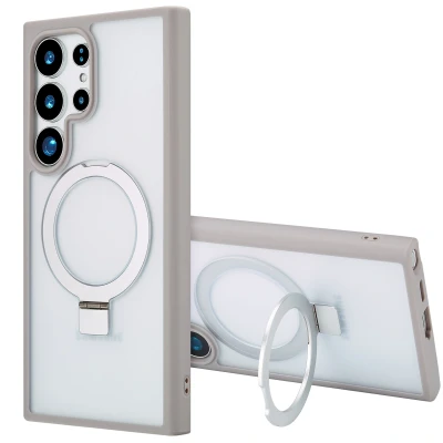 Afbeelding van Samsung Galaxy S24 Ultra MagSafe Hoesje Kunststof Accezz Hardcase/Backcover Grijs Telefoonhoesje Shockproof/Valbescherming