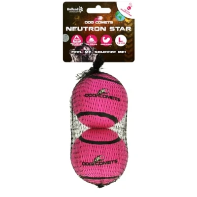 Afbeelding van Dog Comets Neutron Star Hondenbal Met Pieper Ø 7,5 cm Hondenspeelgoed tennisbal Stuiterende Roze 2 stuks